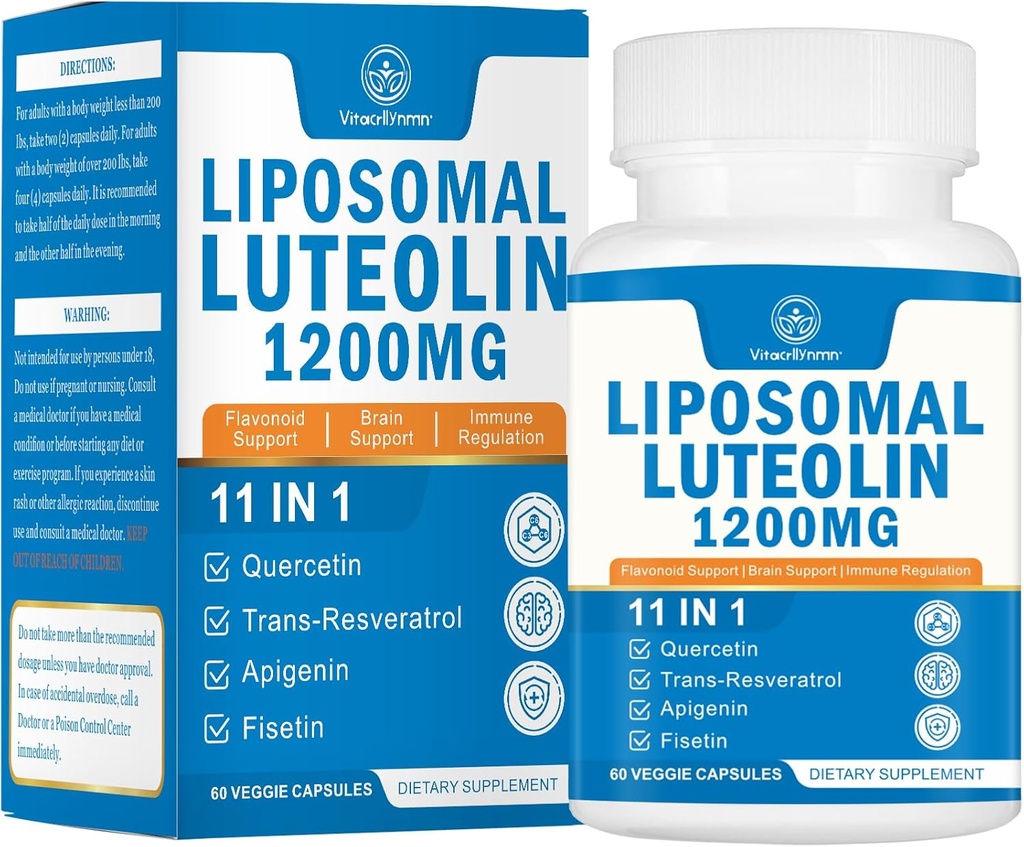 1200MG Liposomal Luteolin Supplement - Μέγιστη Απορρόφηση, Αντιοξειδωτική Ενίσχυση για τις κάψουλες Brain 60