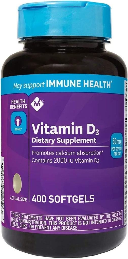 Mark Vitamin D3 50 mcg (2000 IU) Συμπλήρωμα διατροφής (400ct) (πακέτο των 2)