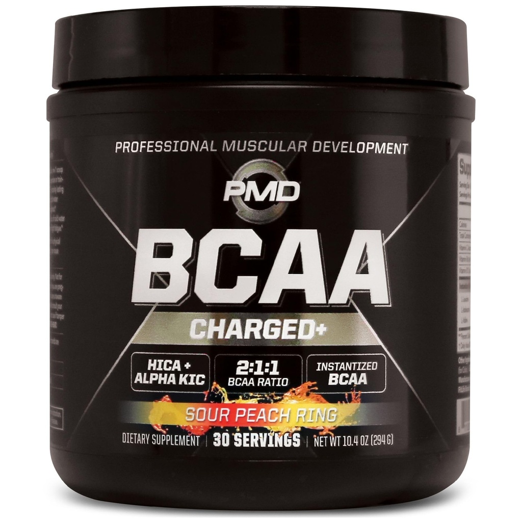 PMD Sports BCAA Φορτισμένο Delicious Amino Acid Drink Mix για την απόδοση και την αποκατάσταση - Αύξηση της λειτουργίας μυών για την προπόνηση και την καθημερινή ενέργεια - Δαχτυλίδι Peachάκινο Sour (30 εξυπηρετούν)