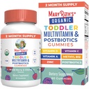 MARYRUTH'S Organics Toddler Multivitamin Gummies + Postbiotics | USDA Organic | Vitamins for Kids Ages 2+ | Immune Support | Vitamin C | Vitamin D3 | Vitamin A | Zinc | Vegan | Non-GMO | 60 Servings