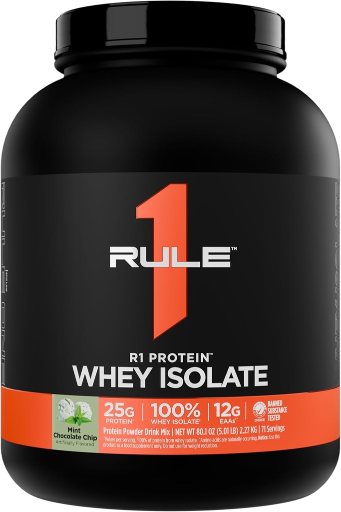 Άρθρο 1 R1 Πρωτεΐνη Whey Isolate - με 25g πρωτεΐνη & 6g BCAA Αποκλειστικά από απομονωμένες & υδρολυμένες πηγές για την αποκατάσταση προπόνησης (5 λίρες*, τσιπ σοκολάτας μέντας)