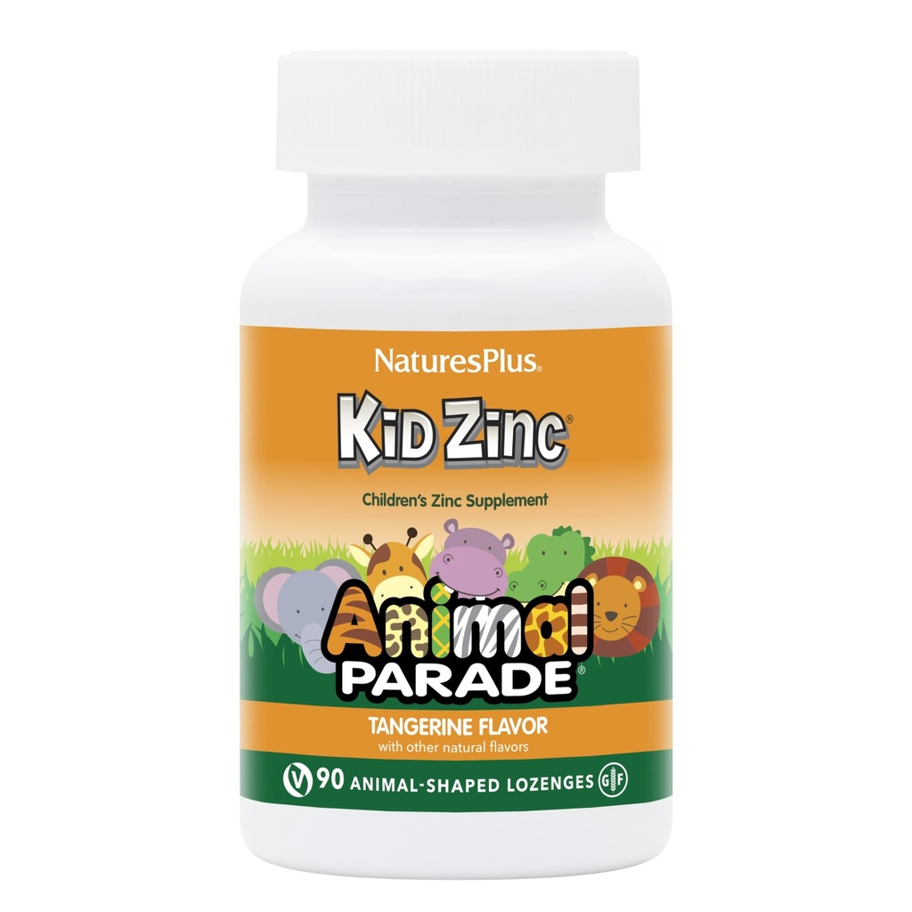 NaturesPlus Animal Parade KidZinc, Tangerine Flavor - 90 Animal-Shaped Lozenges - Βιολογικά Χηλικός ψευδάργυρος - Vegan, Χωρίς γλουτένη - 90 εξυπηρετήσεις