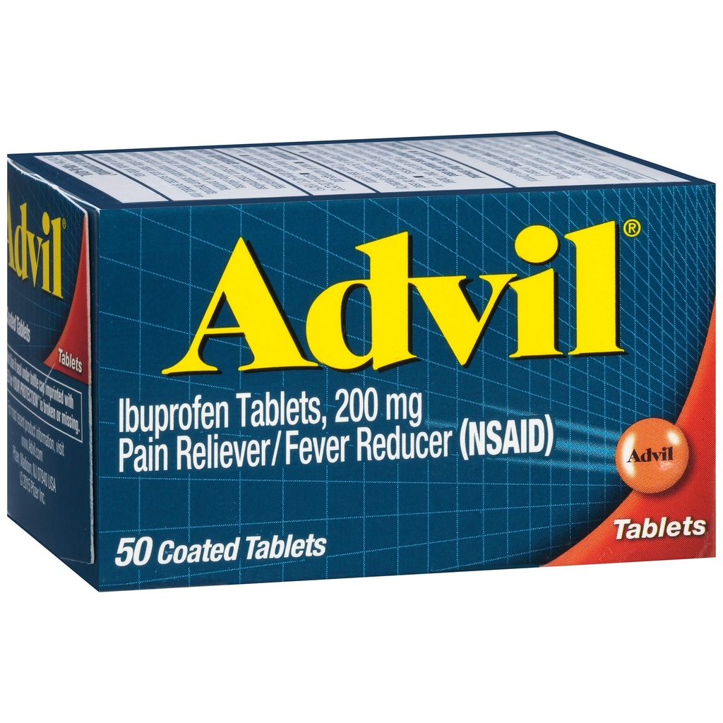 Advil Pain Reliever and Fever Reducer, Ibuprofen 200mg for Pain Relief - 50 Coated Tablets