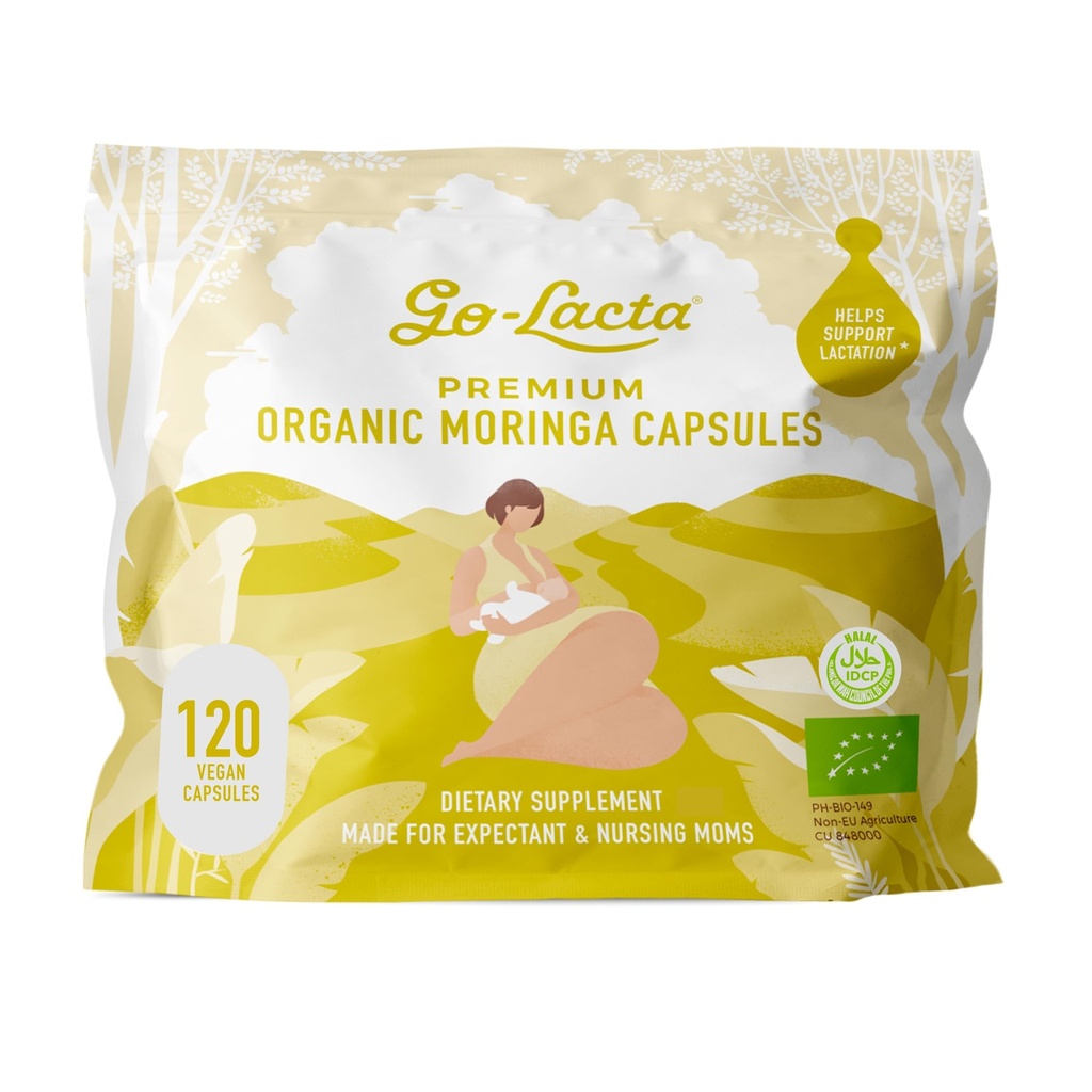 Go- Lacta® 100% Βιολογικές κάψουλες Moringa για Θηλασμό Moms, 120 κάψουλες