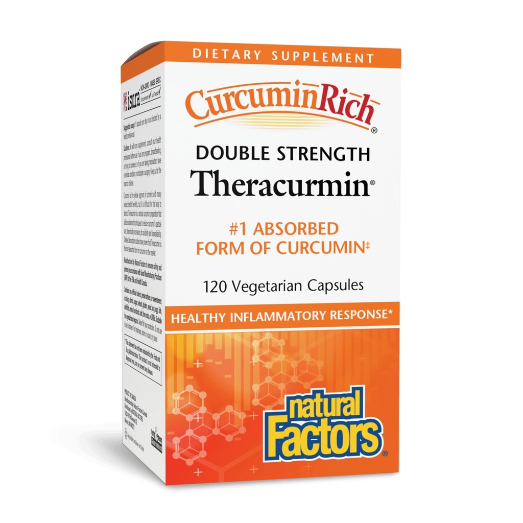 Φυσικοί παράγοντες CurcuminRich Διπλή δύναμη Theracurmin - Αντιοξειδωτικό συμπλήρωμα υποστήριξης με Curcumin - Συμπλήρωμα διατροφής Βοηθά τους μυς & - 120 κάψουλες χορτοφάγων (120 εξυπηρετούν)
