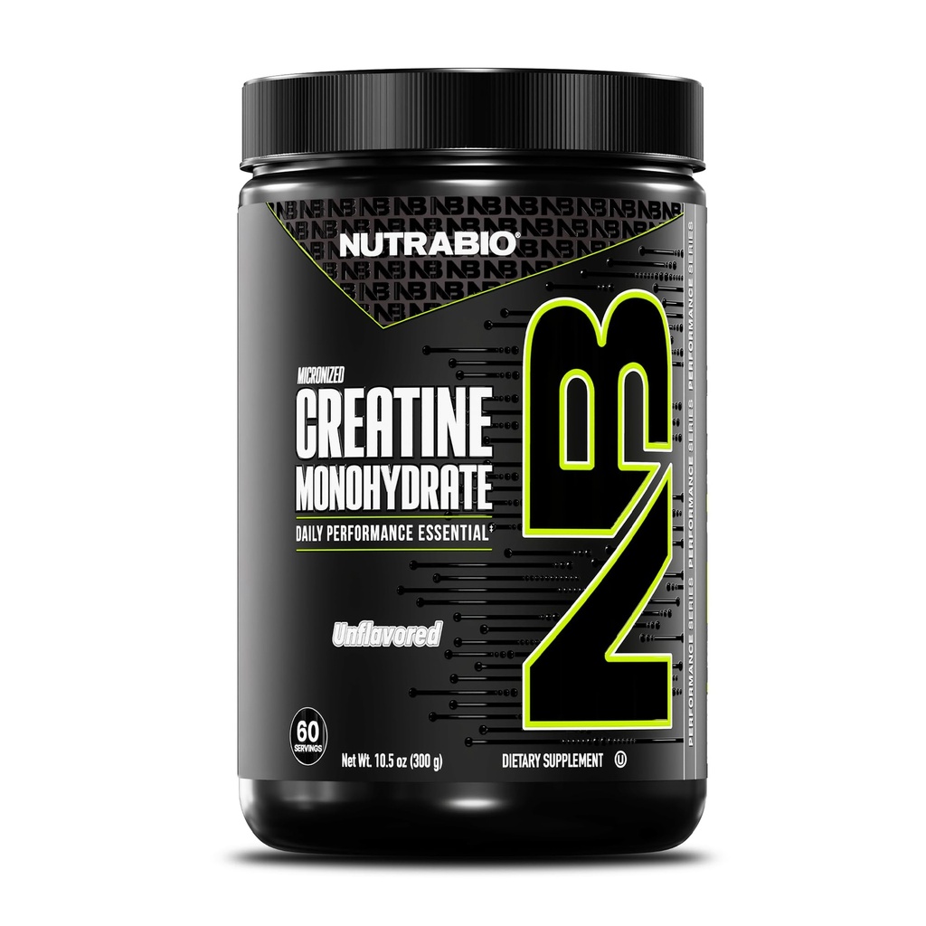 NutraBio Pure Micronized Creatine Monohydrate Powder Supplement, Unlavored, (300 g) - Υποστηρίζει Μαζική μυϊκή ενέργεια, ανάκτηση, και δύναμη - HPLC Tested Creatine Powder Supplement για άνδρες και γυναίκες