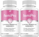 FemiPro Supplement - Probiotic Femi Pro Pills, FemiPro 24 Hour Support Microbiome Probiotic Urinary Control Health, Femie Pro Reviews (2 Pack - 120 Capsules)