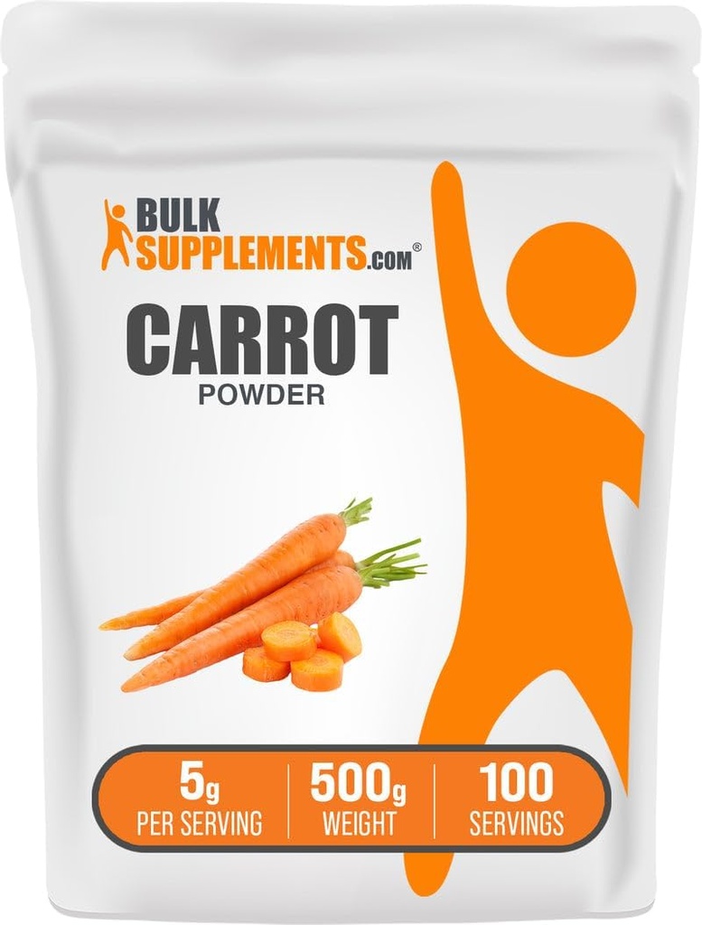 BulkSupplements.com Carrot Powder - Superfood Powder Supplement, Carrot Supplement - για Smoothies & Baking, Vegan & Gluten Free, 5g per Serving, 500g (1.1 lbs) (Pack of 1)