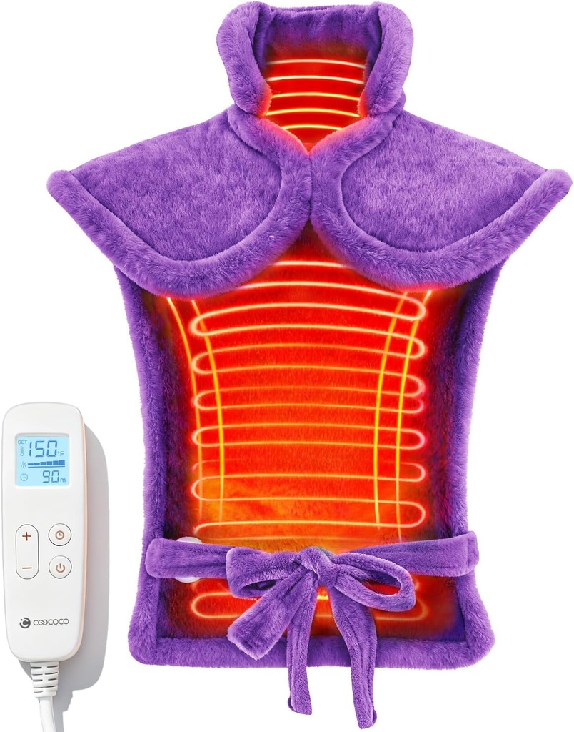 CooCo Back Θέρμανση Pads for Women Γιαγιά, FSA Επιλέξιμες Θερμότητα Pad for Back Pain Relief, Χαριτωμένη Θερμότητα Pad with 6 Heat Levels, Christmas Gifts for Mom Σύζυγος Η γιαγιά της, ETL Certified, Purple