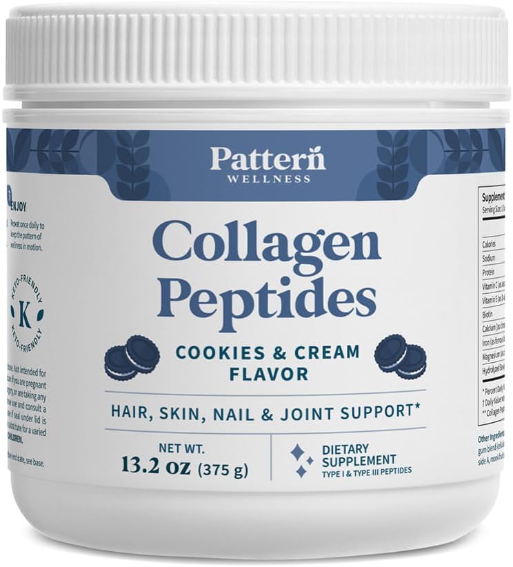 Cattern Wellness Collagen Peptides Powder (Type I & III) - Μαλλιά, νύχια, δέρμα & κοινή υποστήριξη - Grass Fed & Pasture-Raised - Υδρολυμένο, μη-GMO, Γαλακτοκομικά Χωρίς, & Κετο-Φιλικά - Cookies & Κρέμα (13 Oz)