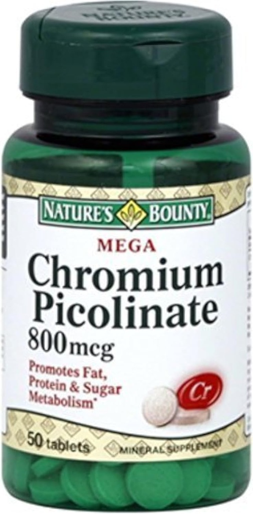Nature's Bounty Mega Chromium Picolinate 800 mcg δισκία 50 ea (πακέτο του 2)