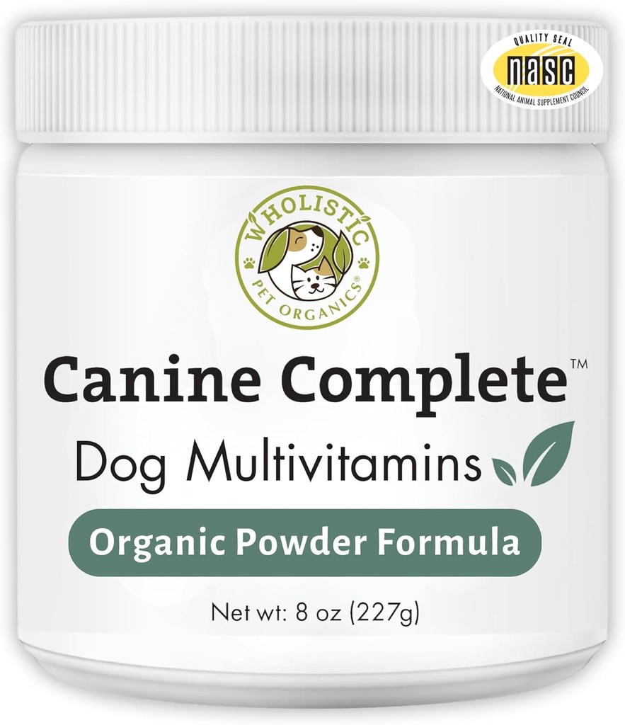 Wholistic Organics Pet Canine Complete - Σκύλος Multivitamin Powder - 8 Oz - Daily Dog Βιταμίνες και Συμπληρώματα για Σπιτικά Τρόφιμα - ανοσοποιητικό σύστημα, δέρμα, παλτό & Γενική Υγεία - Μικρή και Μεγάλη Φυλή