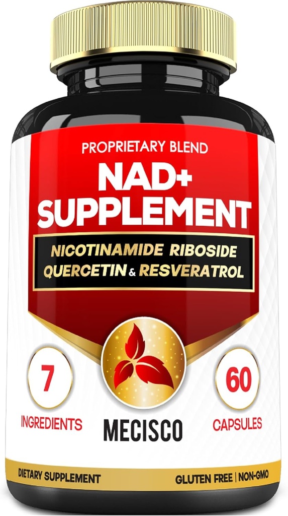 NAD+ Supplement with Nicotinamide Riboside w/Quercetin, Resveratrol, Turmeric, Rhodiola Rosea, Astragalus - 60 Count