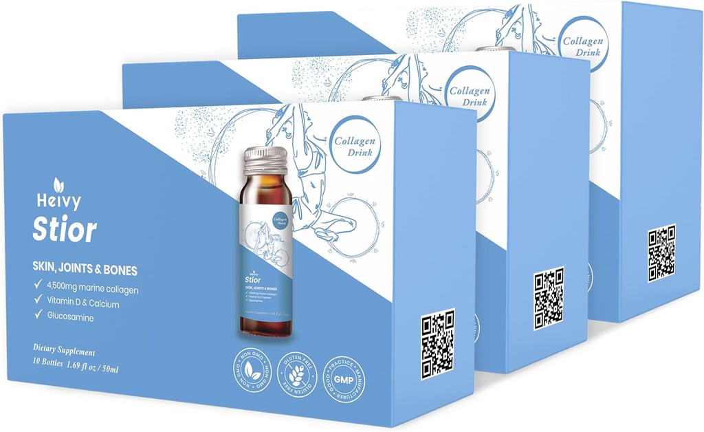 Heivy Marine Collagen Liquid, Collagen Drink, Marine Collagen, Liquid Collagen for Women for Hair Growth, Skin Repair, Mood&Sleep, 1.69 Fl Oz (Pack of 30), Collagen Drink for Joins&Bones