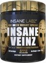Insane Labz Insane Veinz Gold, Nitric Oxide μη διεγερτική πριν από την προπόνηση σκόνη, φορτωμένο με Hydromax, Nitrosigine, Αυξάνει την αγγειότητα και τη ροή του αίματος, 30 Srvgs, Apple