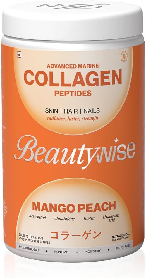 Beautywise Advanced Marine Collagen Proteins Powder with Hyaluronic Acid, Glutathione & Biotin 