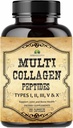 HERBALICIOUS Multi Collagen Peptides Κάψουλες - Μη ΓΤΟ & Χωρίς γλουτένη τύπου I, II, III, V, X Hydrolyzed Collagen Συμπληρώματα με βιταμίνη C - Υποστηρίζει υγιή μαλλιά, δέρμα, νύχια, & αρθρώσεις - 120 κάψουλες