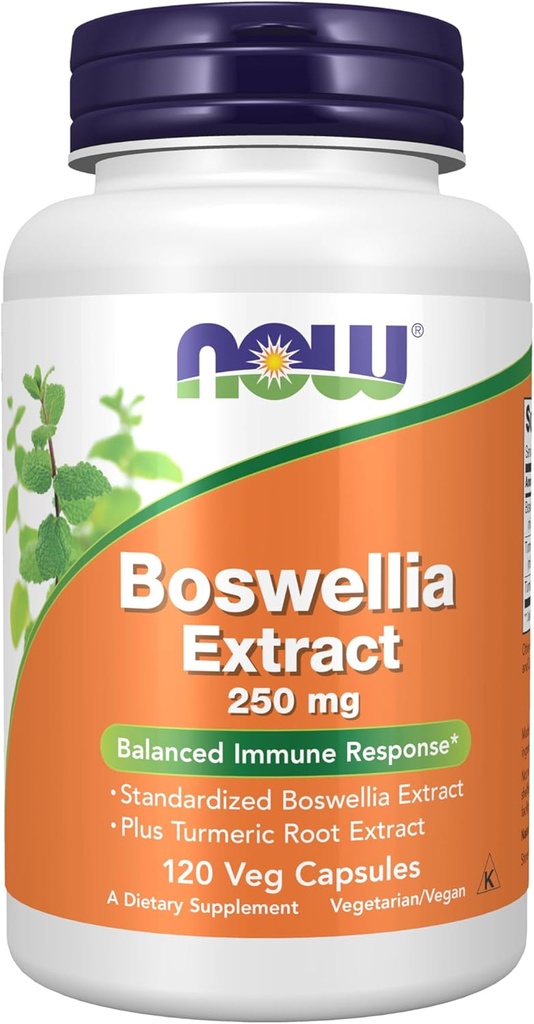 NOW Συμπληρώματα Τροφίμων, Boswellia Extract 250 mg, συν Turmeric Root Extract, 120 κάψουλες Veg