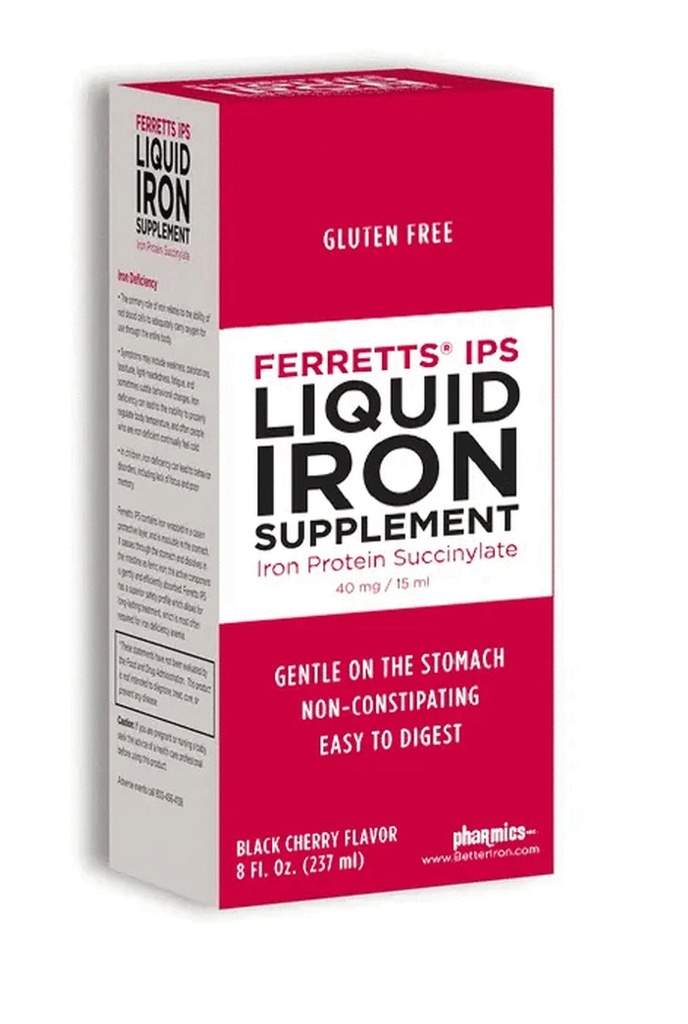 Feretts Liquid Iron Supplement 40mg (IPS) - 8 Fl Oz. Μαύρο κεράσι Γεύσεις Υψηλής Ικανότητας Σιδήρου Συμπληρώματα για Παιδιά & Έγκυες Γυναίκες - Απαλό & Μη Συντηρητικό Συμπλήρωμα Υγρού Σιδήρου Yummy