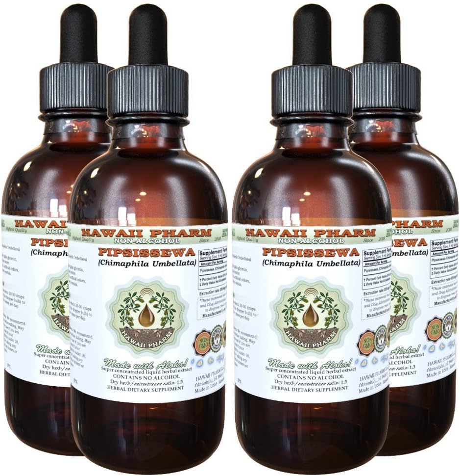 Pipsissewa Alcohol-Free Liquid Extract, Pipsissewa (Chimaphila umbellata) Αποξηραμένο φύλλο Γλυκερίτης Φυσικό βοτανικό συμπλήρωμα, Hawaii Pharm, USA 4x4 fl.oz