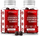 Vitamatic Gummies χωρίς ζάχαρη με Ceylon Cinnamon – 2000 mg Ισοδύναμο ανά υπηρεσία (από το εκχύλισμα 83 mg) – Μη ΓΤΟ, Χωρίς γλουτένη – 60 Vegan Gummies – 2 Pack