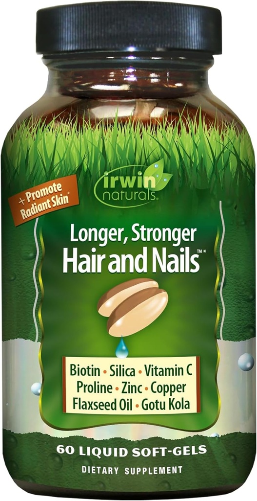 Irwin Naturals Longer, Stronger Hair and Nails - Προάγει τη ζωηρή λάμψη υφή & δύναμη - 60 υγρά Softgels