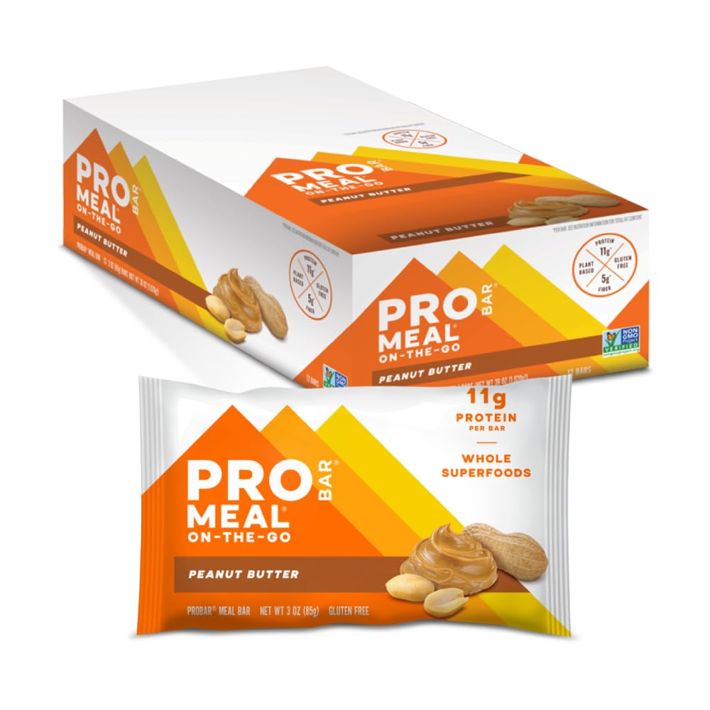 PROBAR - MEAL Bar, Φυστικοβούτυρο, Μη ΓΤΟ, Χωρίς γλουτένη, Υγιής, Φυτικών, Ολόκληρων συστατικών τροφίμων, Φυσική Ενέργεια (12 κόμης)