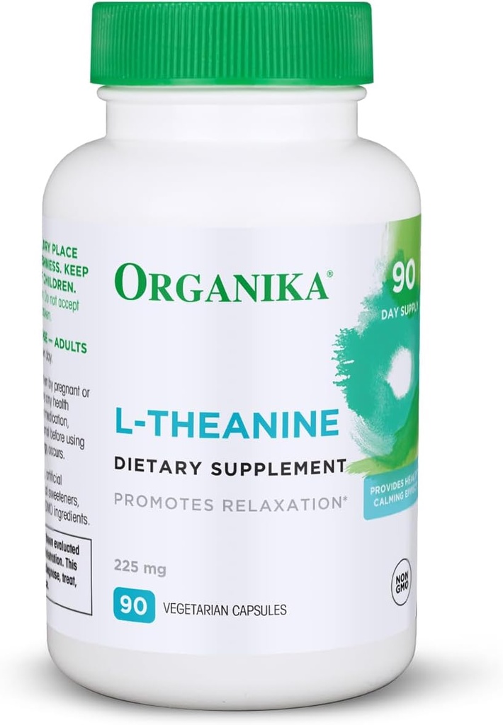 Organika L-Theanine Supplement 8 oz - 90 Κάψουλες: 90 Ημέρα προσφοράς Καθαρή Βιοδιαθέσιμη L Theanine για χαλάρωση, ισορροπία και ηρεμία - Easy-to-Swallow Ενιαία Κάψουλες Υπηρεσίες