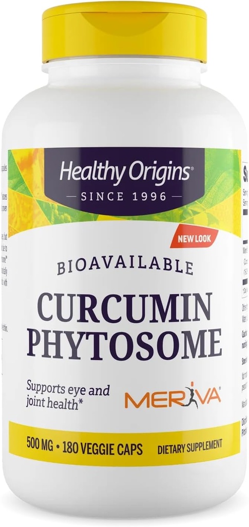 Healthy Origins Curcumin Phytosome (Feature Meriva SF) 500 mg, υποστηρίζει την υγεία στις αρθρώσεις & τα μάτια, μη ΓΤΟ, Vegan, 180 κάψουλες λαχανικών