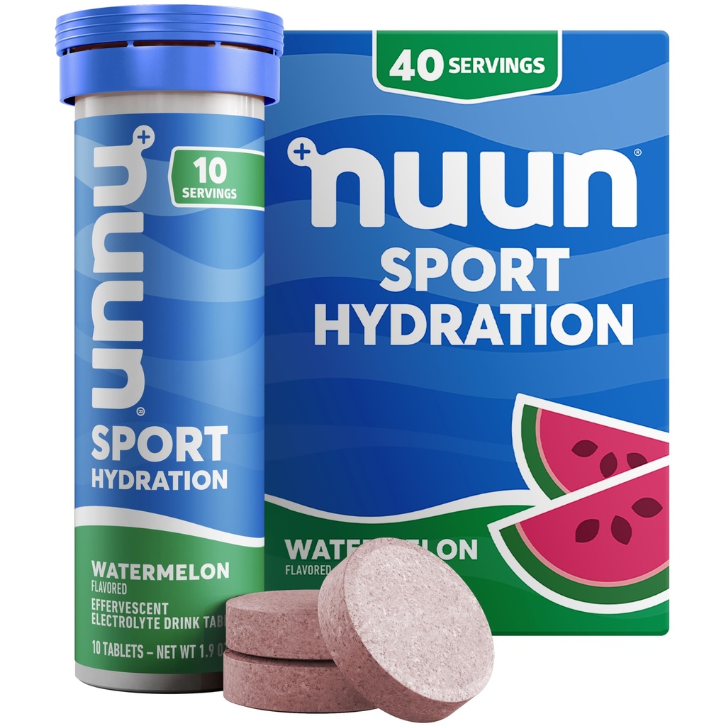Nuun Sport Ηλεκτρολυτικά Δισκία με Μαγνήσιο, Ασβέστιο, Κάλιο, Χλωριούχο & Νάτριο, Χωρίς Γλουτένη & Vegan, Καρπούζι, 4 Συσκευασία (40 Μερίδες Σύνολο)