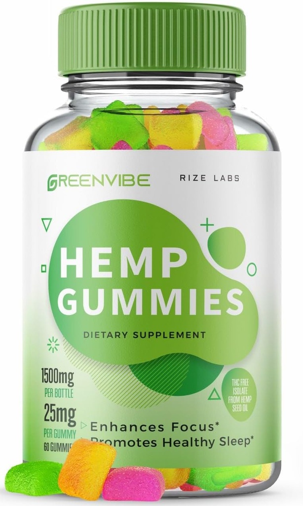 rize labs Green Vibe Gummies - All-Φυσικό συμπλήρωμα για την ηρεμία, τη βοήθεια για τον ύπνο, και τη γενική ευεξία, ολιστική χαλάρωση Gummy, Κριτικές Gomitas (60 Gummies)