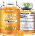 2 πακέτα CoQ10 Gummies, Plus Omega-3, βιταμίνη Β3 και ψευδάργυρος, μαγνήσιο, 5X υψηλής απορρόφησης συνένζυμο Q10 συμπληρώματα, q10 για την ενίσχυση της κυτταρικής ενέργειας, ισχυρό αντιοξειδωτικό & εγκέφαλο, Peachάκινο άρωμα, 120 κοχ