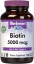 Bluebonnet Διατροφή Biotin 5000 mcg, Hair & Nail Support*, μη-GMO, Vegan, Kosher Πιστοποιημένο, χωρίς γλουτένη, χωρίς σόγια, χωρίς γαλακτοκομικά, 120 κάψουλες λαχανικών, 120 εξυπηρετούν