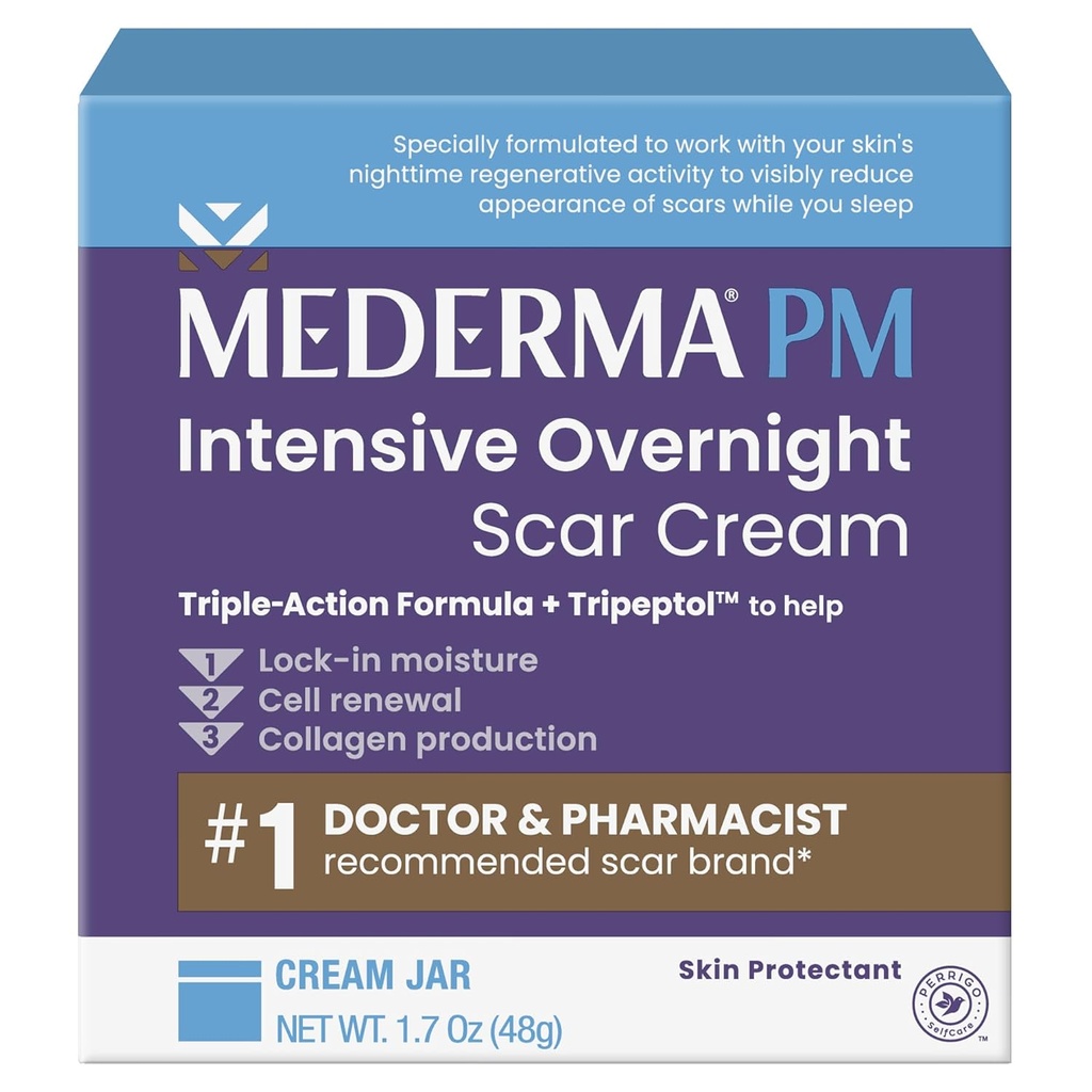 Mederma PM Intensive Overnight Scar Cream - Advanced Scar Treatment with Tripeptol, Works While You Sleep