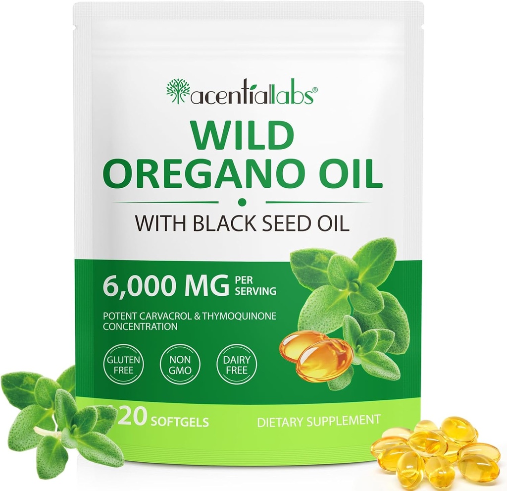 Λάδι Orγανης Softgels 6000mg ανά Σερβίρισμα - Λάδι Orγανης με Μαύρο Λάδι Σπέρματος - Poent Carvacrol & Thymoquinone 