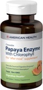 American Health Papaya Enzyme Chewable Tablets - Προάγει τη θρεπτική απορρόφηση, βοηθά στην πέψη και φρεσκάδα αναπνοή με χλωροφυλλέλαιο & πεπερμέντα - χωρίς γλουτένη, χορτοφαγικά - 250 Count