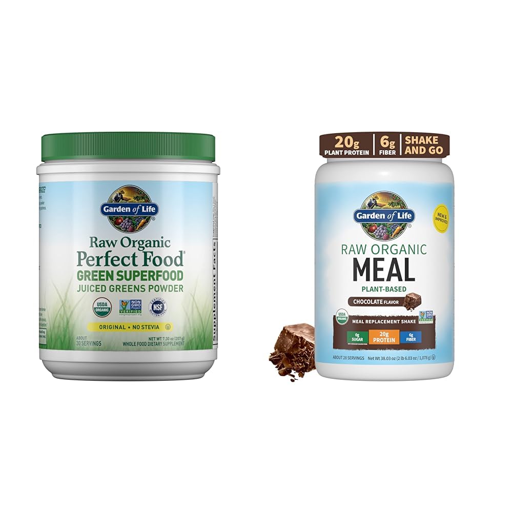 Κήπος Ζωής Ακατέργαστα Βιολογικά Τέλεια Τρόφιμα Πράσινα Superfood Χυμένα Πράσινα Σκόνη & Ακατέργαστη Βιολογική Αντικατάσταση Γευμάτων - Σοκολάτα με βάση Vegan Protein Powder