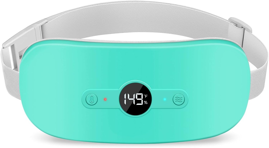 NOWWISH Βάση Θέρμανσης για Περιόδου Cramps Pain Relief, Portable Electric Cordless Menstrual Θέρμανση Pad Rechargeable with 6 Heat Levels and 6 Massage Modes, Christmas Gifts for Women Teen Girls, Green