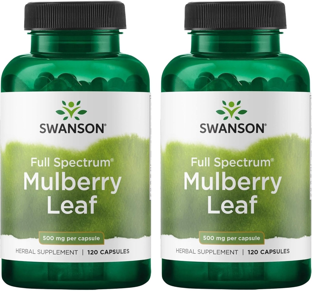 Swanson Full Spectrum Mulberry Leaf Βότανο Συμπλήρωμα 500 mg 120 Καψάκια (2 Συσκευασία)