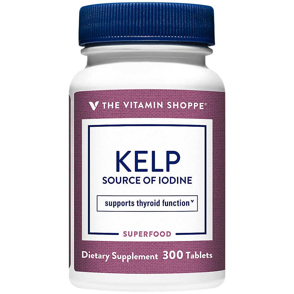 The Vitamin Shoppe Kelp (από το Atlantic Kelp & Pastium Iodine), Πηγή ιωδίου, Θυρεοειδής Υποστήριξη, Υποστηρίζει Ενέργεια & Σταμίνα (300 δισκία)