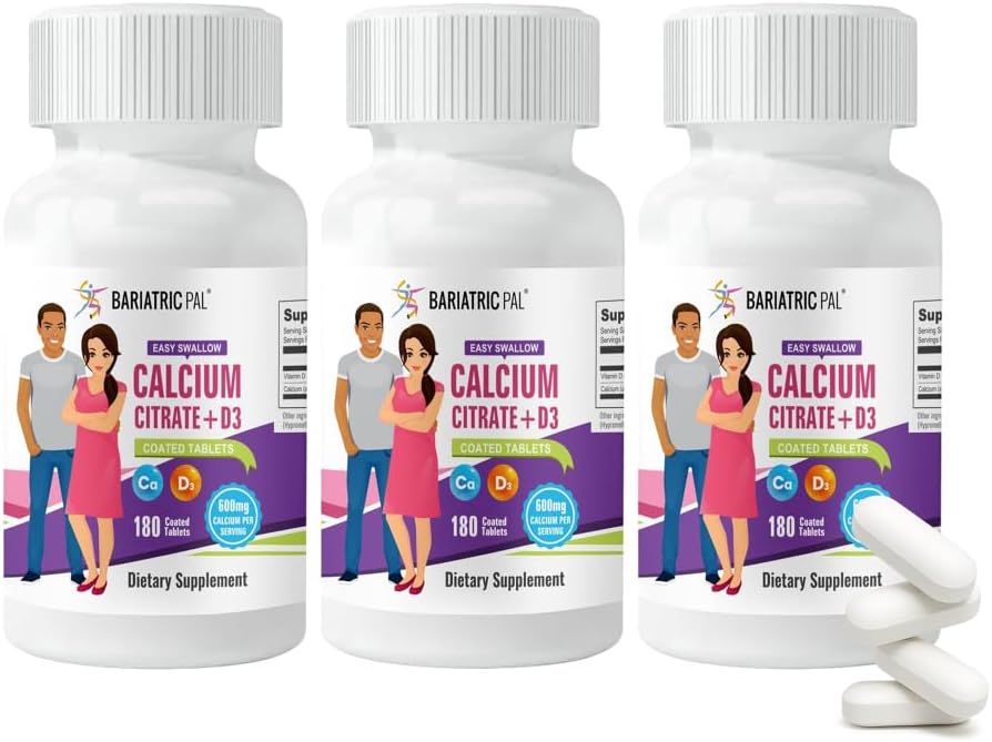 BariatricPal Easy Swallow Κιτρικό ασβέστιο (600mg) και D3 Επικαλυμμένα δισκία (Εφοδιασμός 90 ημερών)