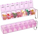 2 Pack Weekly Pill Organizer, Big 7 Day Pill Box, Daily Vitamin Case Medicine Box, Pill Containers for Medicine Συμπληρώματα ιχθυέλαιο (Pink)