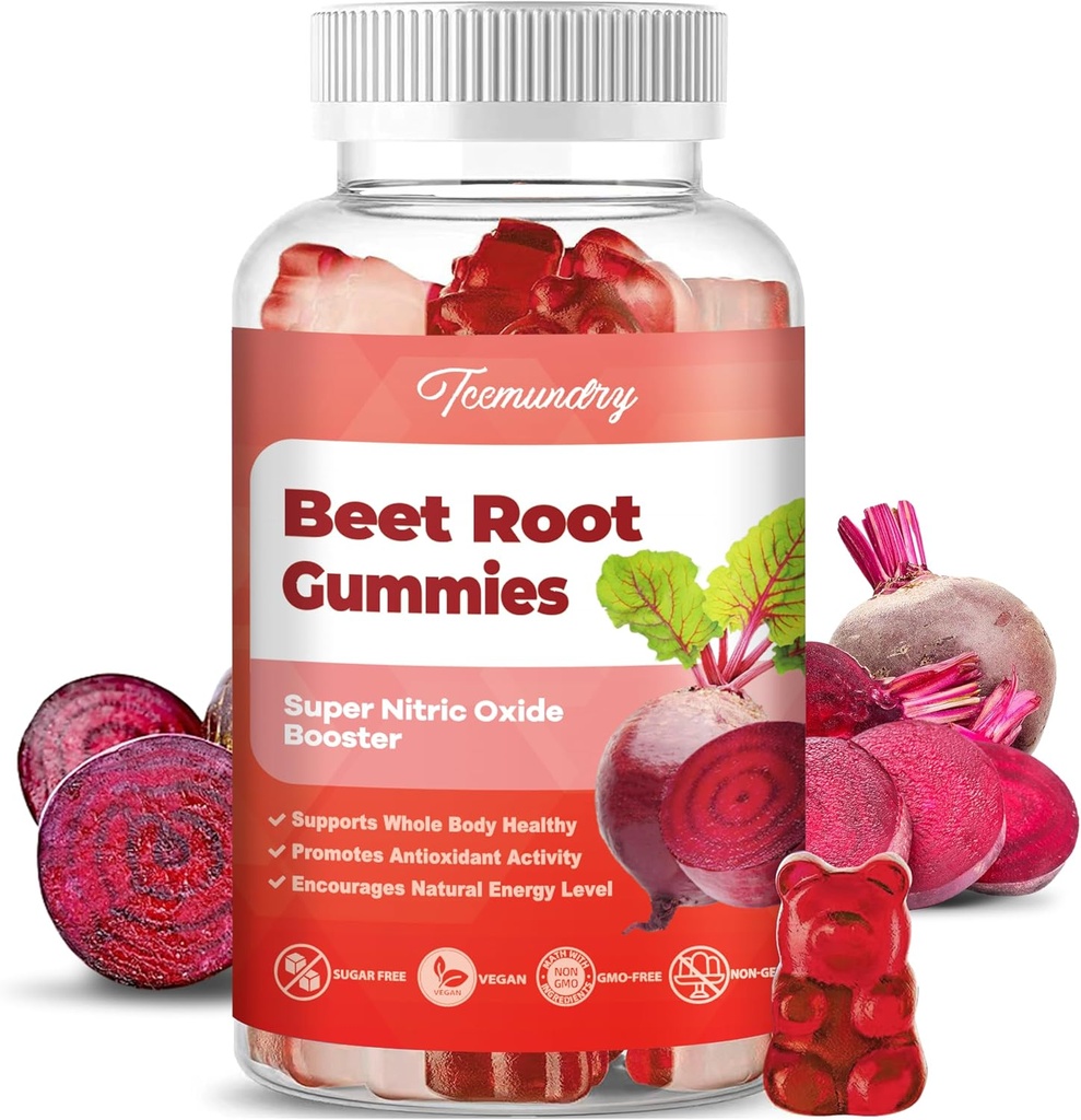 Ζάχαρη Χωρίς τεύτλα Ρίζα Gummies - Υποστηρίζει την ενέργεια και την υγεία ολόκληρου του σώματος - 1500mg Beet Root Gummies για τις γυναίκες άνδρες (60 Count)