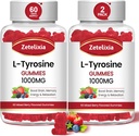 L Tyrosine Gummies 1000mg, L-Θεανίνη συμπλήρωμα Gummy 200mg, Ζάχαρη Δωρεάν L-Τυροσίνη με βιταμίνη B6 Ενεργειακά συμπληρώματα για ενήλικες & παιδιά - Υποστήριξη Mood Focus Gummies,Brain Memory,120 Count