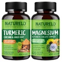 NATURELO Tumeric Curcumin, Κοινή Υποστήριξη με βάση το φυτό, Γλυκινικό μαγνήσιο, 200 mg Μαγνήσιο - Χωρίς γλουτένη, Μη ΓΤΟ - 120 κάψουλες