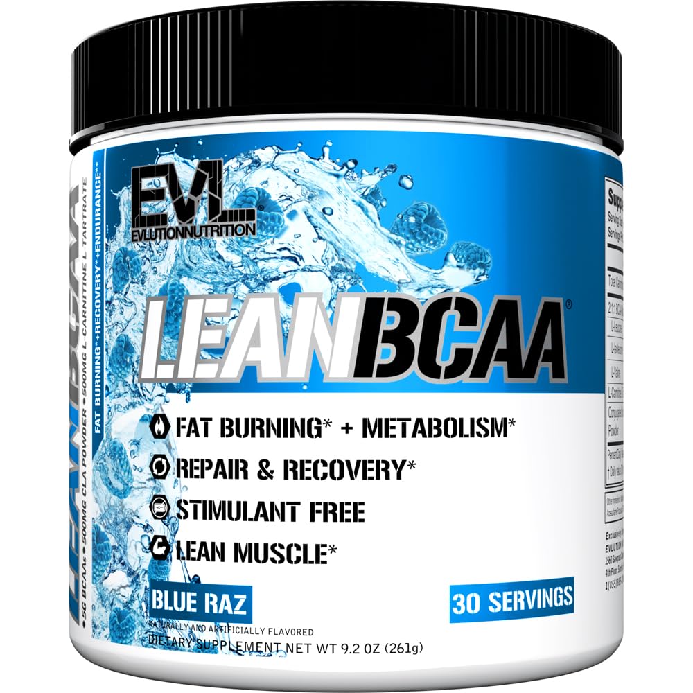 Evlution Simulant Free Lean BCAA Powder Nutrition BCAAs Amino Acids Powder with CLA Carnitine and 2:1:1 Διακλαδισμένη αλυσίδα Amino Acids Υποστηρίζει την αποκατάσταση των μυών λίπος κάψιμο και μεταβολισμός - Μπλε Raz