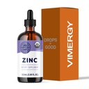VIMERGY USDA Βιολογικό συμπλήρωμα ψευδάργυρου για γυναίκες & άνδρες (7.5mg Υγρός ψευδάργυρος ανά υπηρεσία) Γρήγορη απορρόφηση ανοσοποιητική υποστήριξη, προωθεί υγιή οστά & δέρμα, Vegan, έως 57 σερβιρίσματος (115 mL)