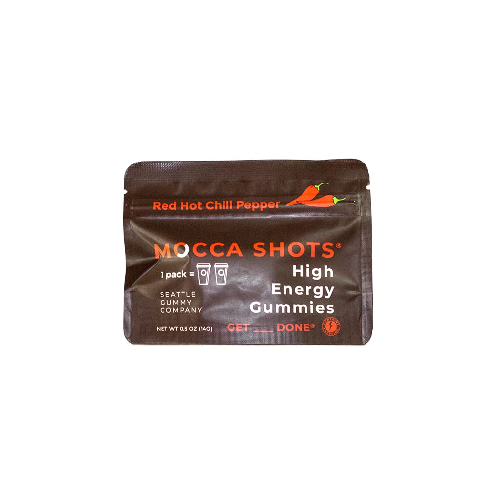 Caffeine Energy Chews 12-Pack, 200mg καφεΐνη ανά πακέτο! Καφεΐνη Boost, Coffee Energy Gummy, Vegan, Χωρίς γλουτένη – Mocca Shots Red Hot Chili Pepper Σοκολάτα