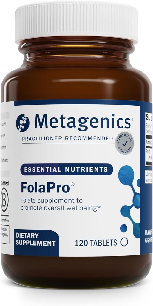Μεταγονική FolaPro - L-5- MTHF Folate 1.330 mcg DFE - Υποστηρίζει τη μεθυλίωση, την ομοκυστεΐνη Μεταβολισμός & Κυτταρική Υγεία - Μη ΓΤΟ, Χωρίς γλουτένη, Χορτοφαγικά - 120 δισκία