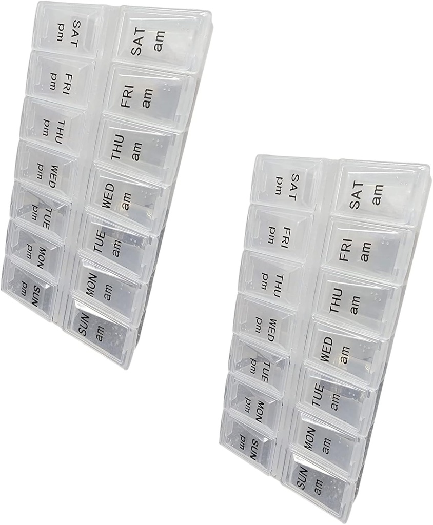 Δύο φορές την ημέρα Hill Organizer, Εβδομαδιαία ημέρα και νύχτα Pill εμπορευματοκιβώτιο, ημέρα και νύχτα φαρμακευτική αγωγή ή βιταμίνη για το πρωί ή νύχτα AM Διαχωρισμός (2)